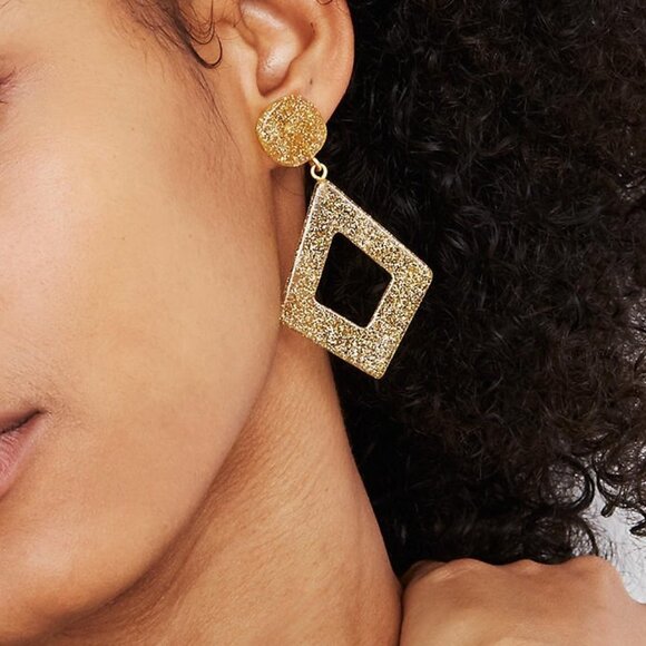 Madewell Glitter Diamond Shaped Statement Earrings - Picture 2 of 2